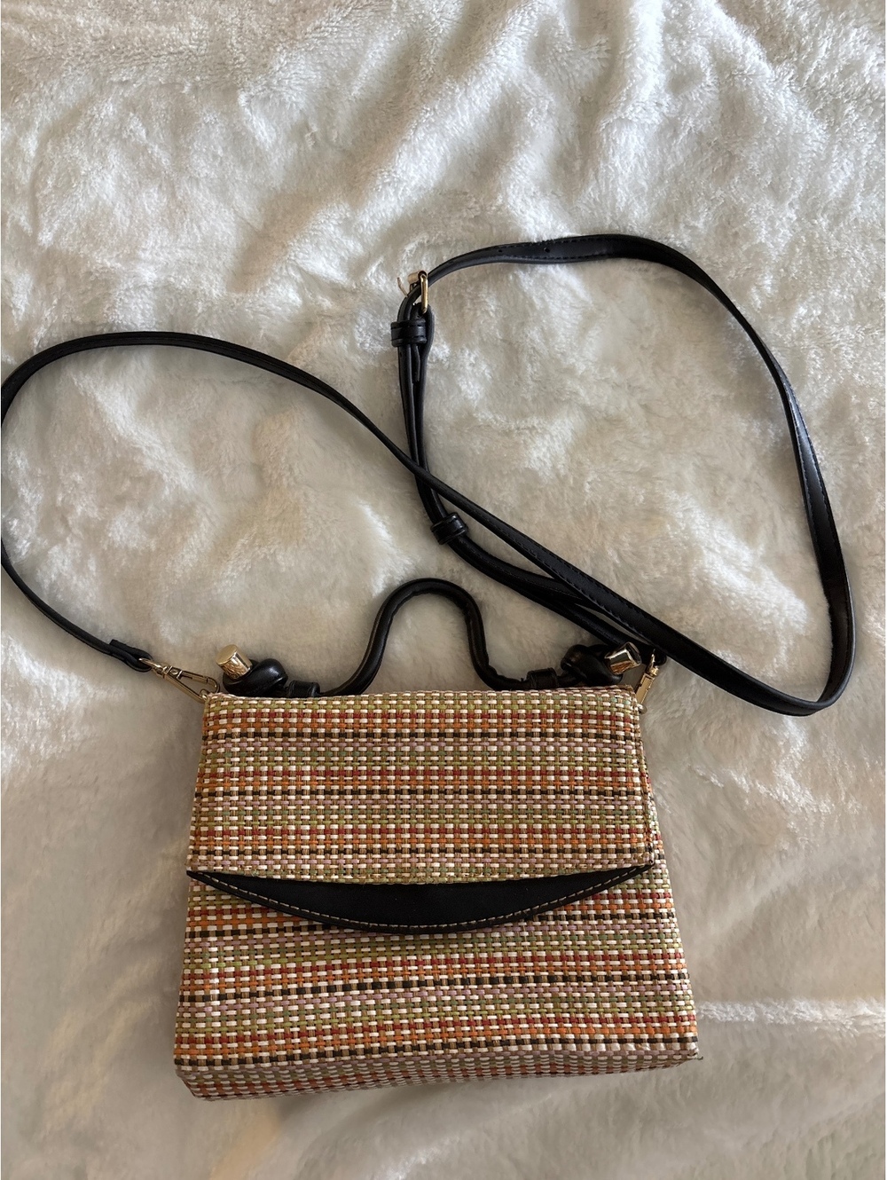 A New Day basket weave crossbody purse black